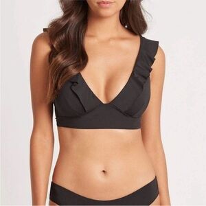 Sea Level Black Frill Bikini Top New $78